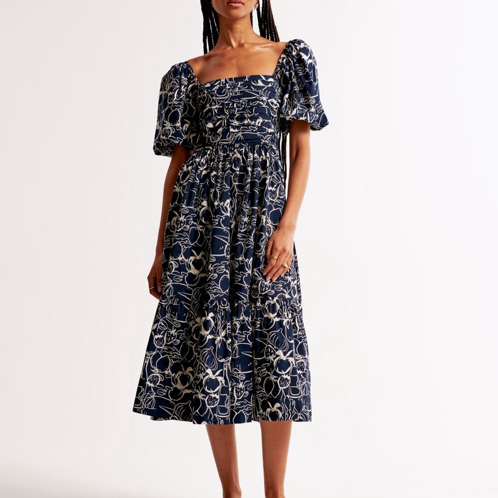 Abercrombie and Fitch Chic Navy and White Patterned Dress NWT